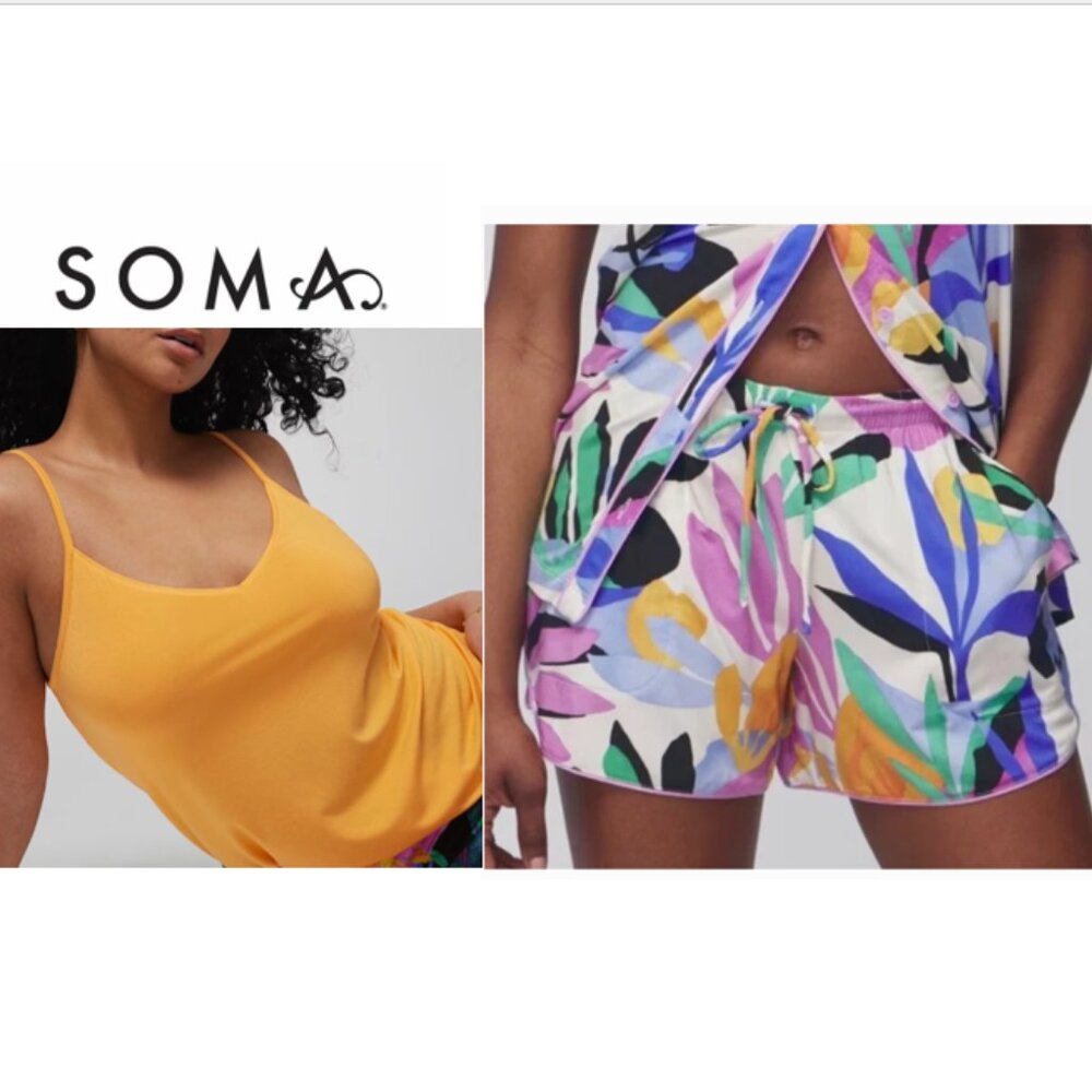 NWT Soma COOL NIGHTS Cami & Printed Short Pajama Set
